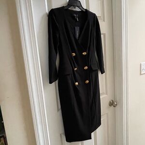 New Donna Karan New York 3/4 Sleeve Double Breasted Red Midi Blazer Dress 2